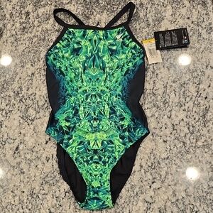TYR Green and Black Patterned Swimsuit